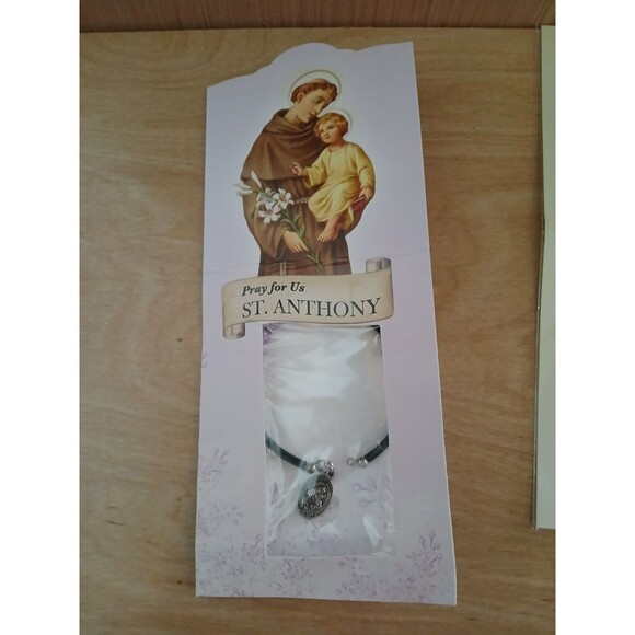 Saint Anthony Pray for Us Catholic Rosary Beads Necklace & Bracelet set of 2 - Picture 6 of 9